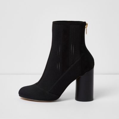 Black knitted ankle boots